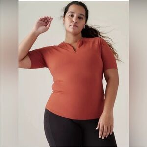 NWT Athleta 3/4 Sleeve Sunchaser Tee Women’s Size 2X Workout Athleisure rust